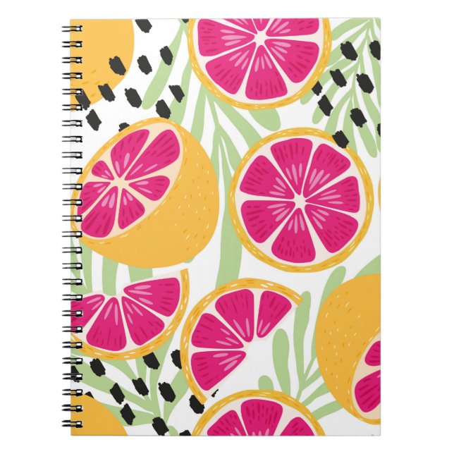 Carnet Fruit sans couture motif, pamplemousse à l tropica (Devant)