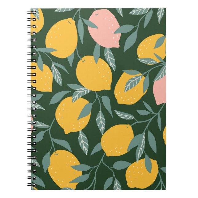 Carnet Fruit vintage citron Motif sans joint (Devant)