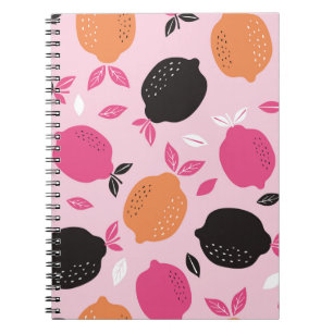 Carnet Fruits d'agrumes, motif textile vintage.