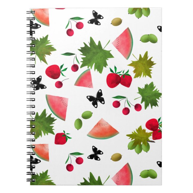 Carnet Fruits et Baies Fraîches Sans Couture Aquarelle Ca (Devant)