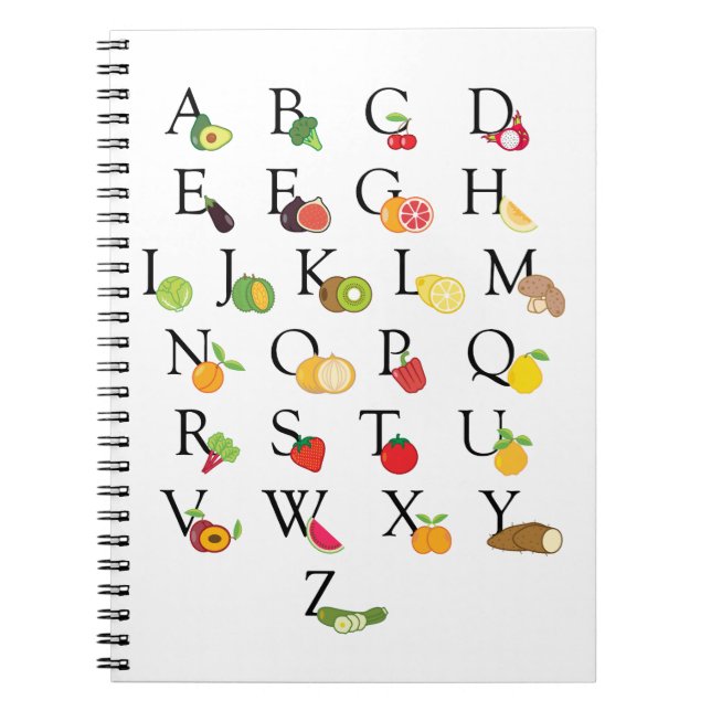 Carnet Fruits et légumes de l'enseignant ABC Alphabet A-Z (Devant)
