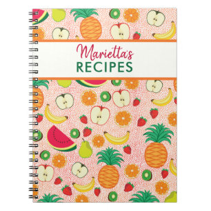 Carnet Fruits mignons Motif Colorée Recette personnalisée