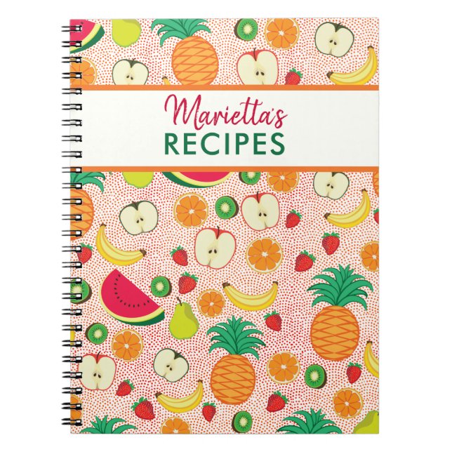Carnet Fruits mignons Motif Colorée Recette personnalisée (Devant)
