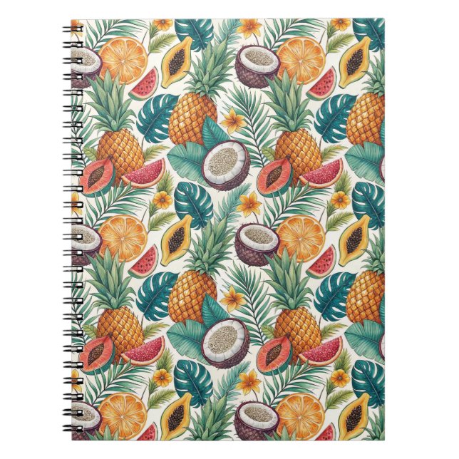 Carnet Fruits Tropicaux - Design Estival Ananas & Melon (Devant)