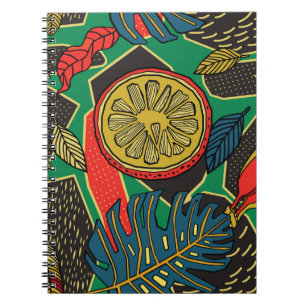 Carnet Fruits tropicaux, feuille, motifs floraux de gribo