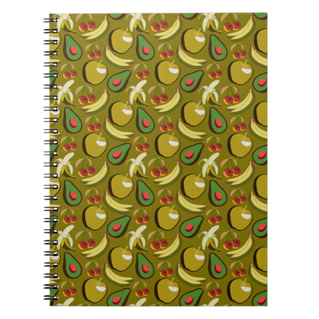 Carnet Fruits tropicaux sans soudure motif jaune (Devant)