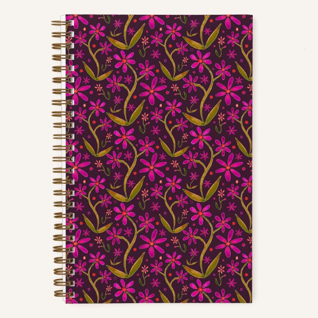 Carnet Fuchsia | Dancing Watercolor Daisies (Recto)