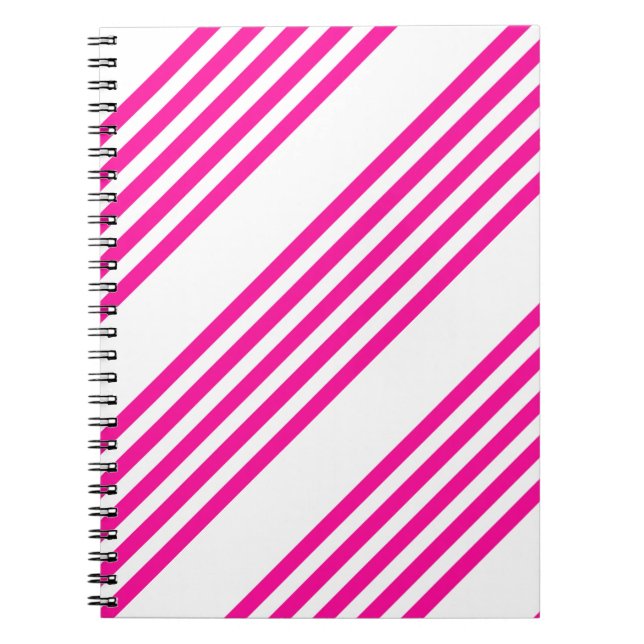 Carnet Fuchsia et blanc cinq bandes motif (Devant)