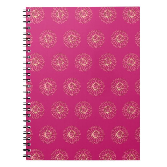 Carnet Fuchsia | Golden Zinnia Flower Medallions (Devant)
