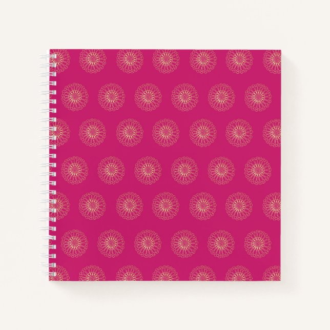 Carnet Fuchsia | Golden Zinnia Flower Medallions (Devant)