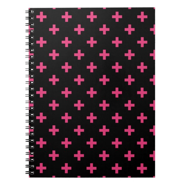 Carnet Fuchsia polka croise sur noir (Devant)