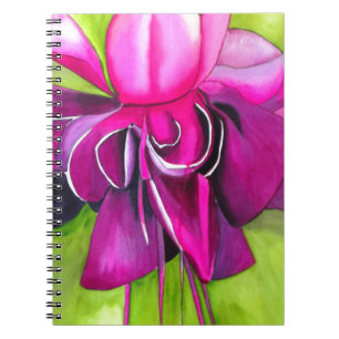 Carnet Fuchsia rose pop art fleur aquarelle