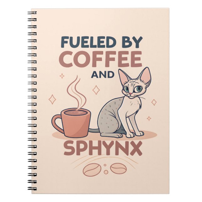 Carnet Fueled by Coffee and Sphynx Cat Art (Devant)