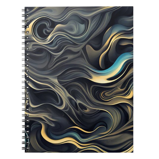 Carnet Fumée dorée tourbillonnant sur fond noir (Devant)