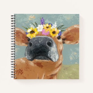 Carnet Fun de ferme - Vache avec couronne de fleurs