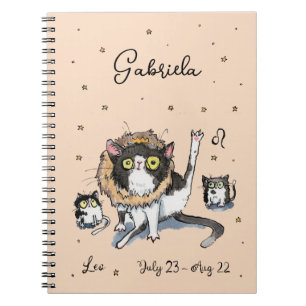 Carnet Fun Leo Zodiac King Chat 'Lion' Étoile signe horos