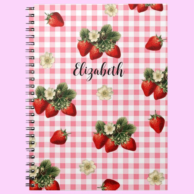 Carnet Fun Red En vichy fraise Nom personnalisé (Créateur téléchargé)