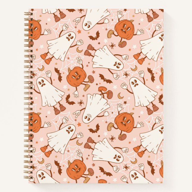 Carnet Fun Retro Ghost & Jack-O-Lantern Motif (Devant)