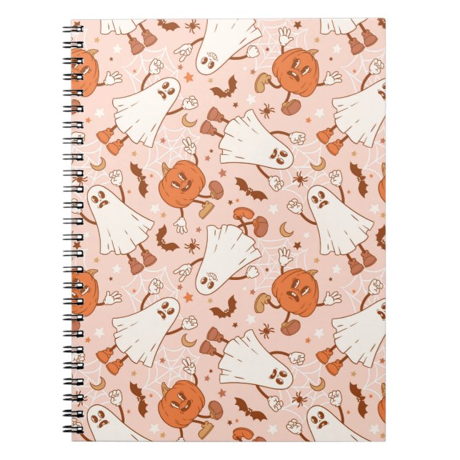 Carnet Fun Retro Ghost & Jack-O-Lantern Motif (Devant)