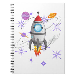 Carnet Fun Rocket Ship Space Stars Planètes