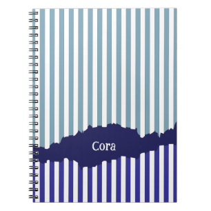 Carnet Fun Torn Stripes Nom en couche bleue