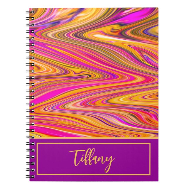 Carnet Fun zigzags de rose, jaune et violet abstrait (Devant)