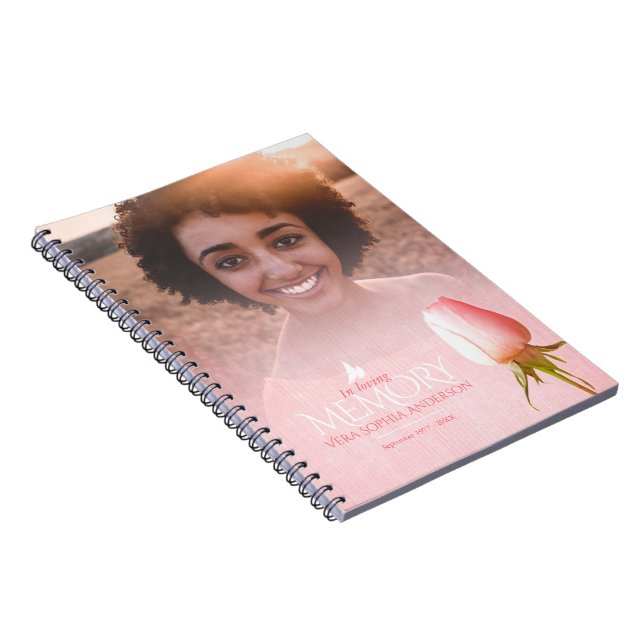 Carnet Funéraire rose unique et colombe blanche (Côté Droit)
