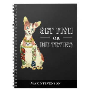 Carnet Funky Black Gangster Sphynx avec Tattoos Chat Papa