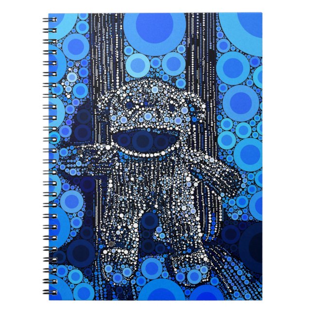 Carnet Funky Blue Sock Monkey Circles Bubbles Pop Art (Devant)