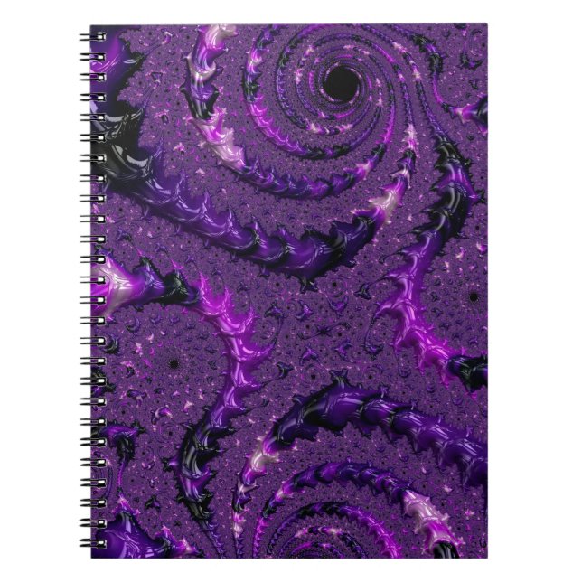 Carnet Funky Bold Bohème Violet Abstrait Fractal Numériqu (Devant)