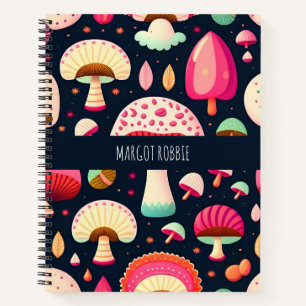 Carnet Funky champignon bleu rose Motif issométrique