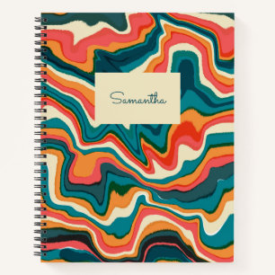 Carnet Funky Retro Coloré Artsy Marble Swirl Ebru