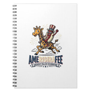 Carnet Funny Amerigiraffee Patriotique Giraffe Hot Dog Ch