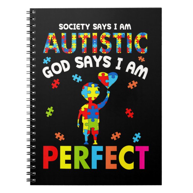 Carnet Funny Autism cite "La société dit que je suis auti (Devant)