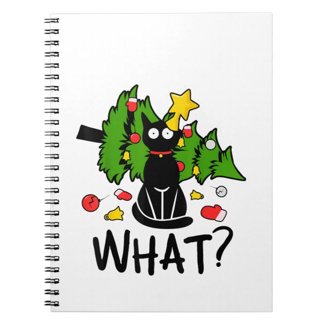 Carnet Funny Black Cat Christmas Tree Merry Santa Humor C (Devant)