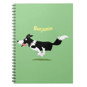 Carnet Funny Border Collie chien en course dessin animé