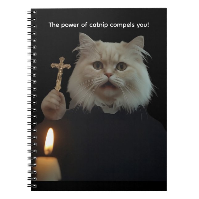 Carnet Funny Cat Exorcist Notebook - Catnip Compels You (Devant)