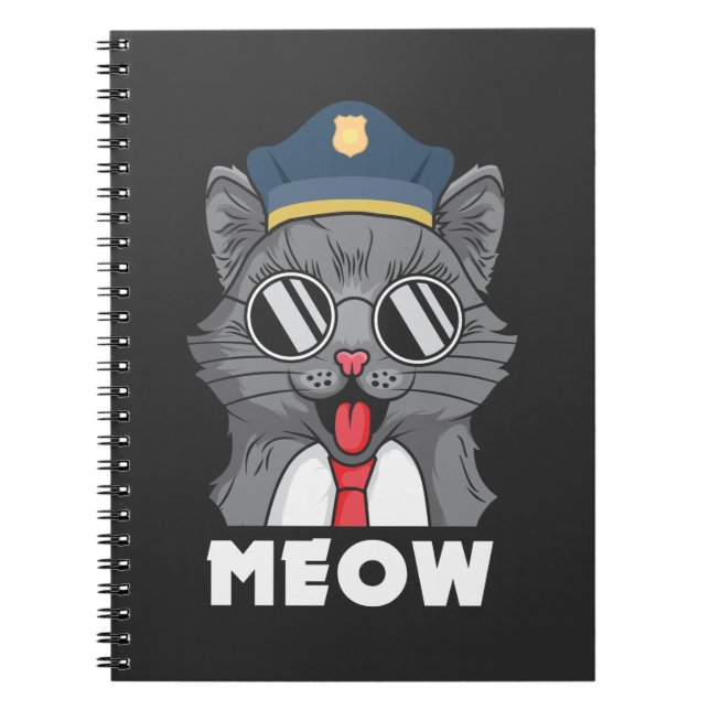 Carnet Funny Cat Lover Meow Police Shérif Cat (Devant)