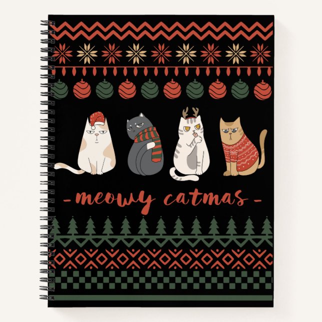 Carnet Funny Chat jeu de Noël - Chat Noël (Devant)