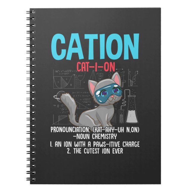Carnet Funny Chimie Scientifique Cation Élément Amoureux  (Devant)