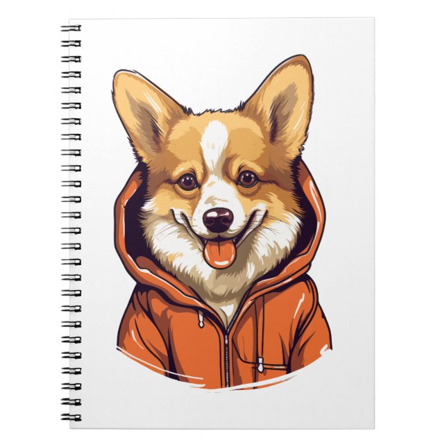 Carnet Funny Corgi portant le Sweat - shirt à capuche (Devant)