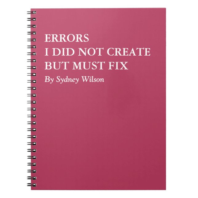 Carnet Funny Error Fixing Personalized Work (Devant)