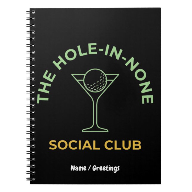Carnet Funny Golf Social Club Humor Hole-In-None Martini  (Devant)