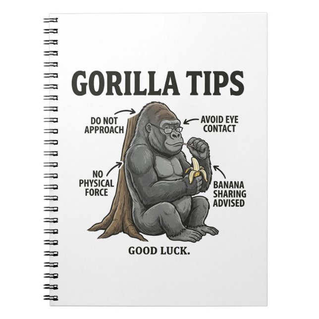 Carnet Funny Gorilla Safety Tips Infographic Illustration (Devant)