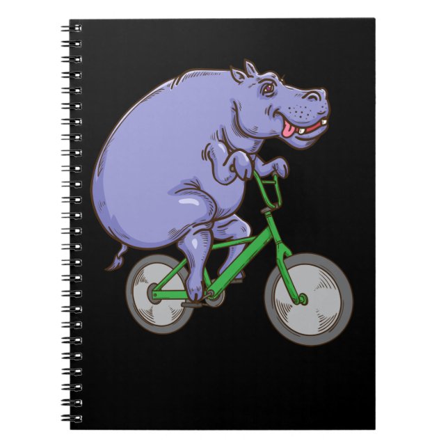 Carnet Funny Hippo équitation vélo Hippopotamus enfants H (Devant)