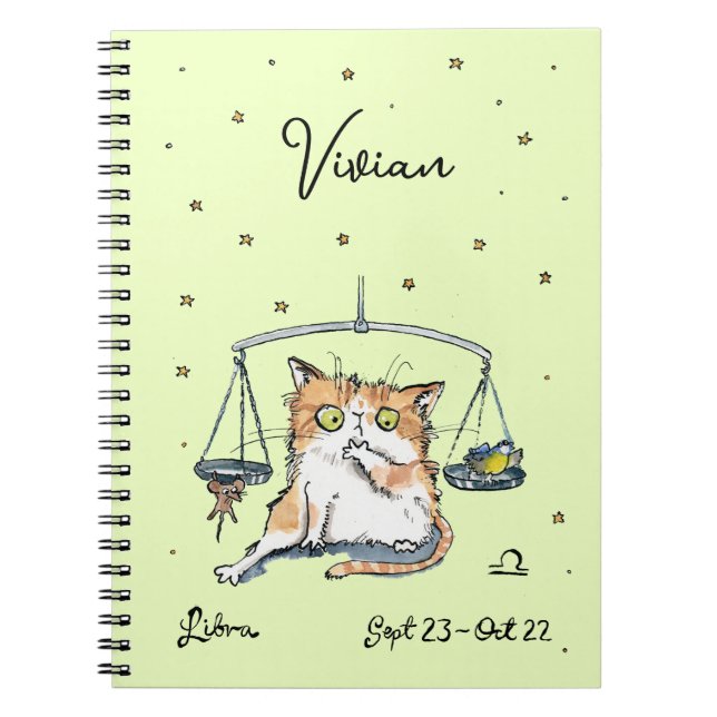 Carnet Funny Libra Zodiac Chat Étoile signe horoscope (Devant)