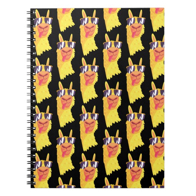 Carnet  Funny Llama Face With Glasses Pattern  (Devant)