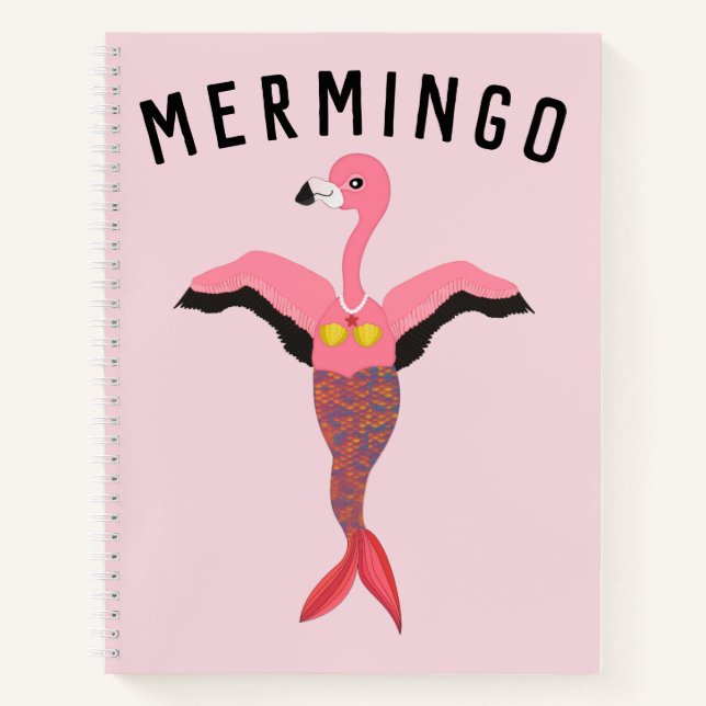Carnet Funny Mermingo Flamant rose Sirène Magie Créature (Devant)