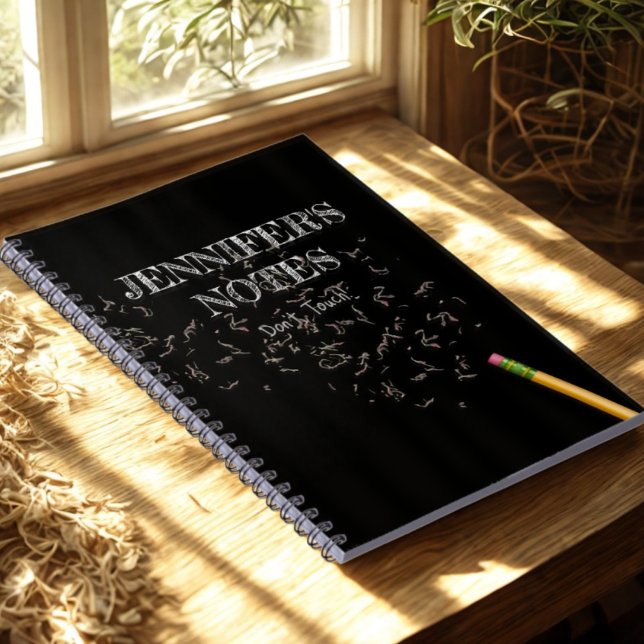 Carnet Funny Modern Noir et Blanc Nom personnalisé (Créateur téléchargé)