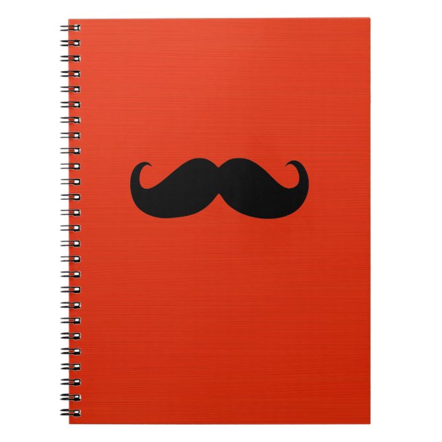 Carnet Funny Mustache noire sur Arrière - plan rouge oran (Devant)
